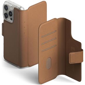 Ringke Folio Wallet Magnetic [يحمل ما يصل إلى 3 بطاقات] غطاء قابلة للفصل جلود جلدية بوب مع فتحات حامل بطاقة الائتمان متوافقة مع iPhone 16 Pro Max و iPhone 16 Plus - Brown