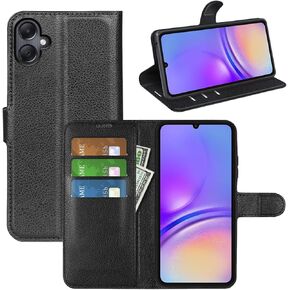 Flip Case for Samsung A06 Wallet PU Leather Magnetic Protective Cellphone Case for Samsung Galaxy A06 4G LTE A065M Folio Book Cover with Stand (Black)