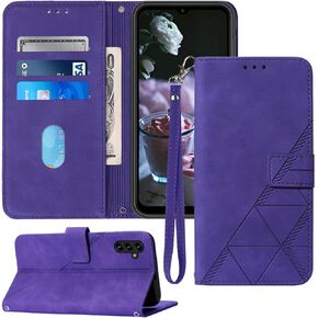 for Samsung A54 Case Wallet, Card Holder Slots, Wrist Strap, TPU Interior Protective, Stand PU Leather Folio Flip Cover for Galaxy A54 5G Case 2023 (Purple)