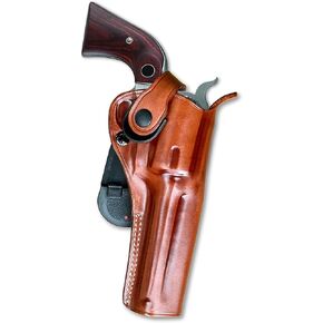 Premium Leather OWB Paddle Holster with Retention Strap Fits, Rugerr Vaquero 45 Colt 5.5'', Right Hand Draw, Brown Color #1833#