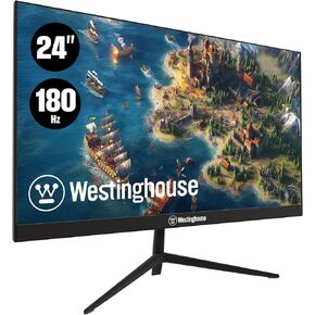 Westinghouse 24 Inch Flat Gaming Monitor, 180Hz, 1ms, AMD FreeSync Support, Low Motion Blur, 1080p Full HD IPS Display, for Office, PC & Console Games, Built in Speakers, 1x DisplayPort, 2X HDMI