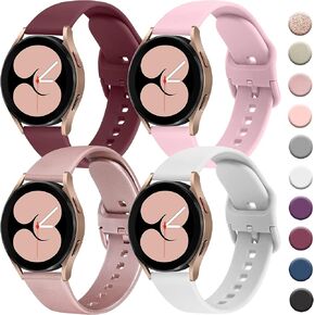4 PACK Bands Compatible with Samsung Galaxy Watch 4 Band 40mm 44mm, Galaxy Watch 4 Classic Band 42mm 46mm, Galaxy Watch 5 Bands, Galaxy Watch 5 Pro, 20mm Adjustable Silicone Sport Strap Replacement Band for Galaxy Watch 4 / 5 Women Men (4Pack E)