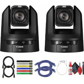 Canon CR-N100 4K NDI PTZ Camera with 20x Zoom (Satin Black) (6527C001) + 2 x HDMI Cable + 6 Assorted Color Cable Ties + 2 x Network Cable + Cleaning Kit (2-Pack) (Renewed)