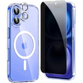 Privacy Case for iPhone 16 Plus,Magnetic iPhone 16 Plus Phone Case Clear with Privacy Screen Protector & Camera Protector [Compatible with MagSafe],Shockproof TPU Cover for iPhone 16Plus Cases in Saudi Arabia
