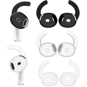 3 Pairs AirPod 4 Ear Hooks Cover Grip Tip Anti Slip Earhooks Wing Accessories Compatible with AirPods 4 Earbuds, White/Black/Clear 3 Colors 901