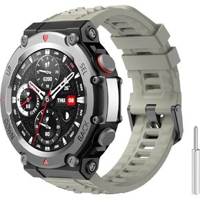 TiMOVO Sports band Compatible with T-Rex 3 Smartwatch, Soft Silicone Adjustable Watch Band, Skin-Friendly Strap for T-Rex 3 with 1 Install Tool, Rock Gray