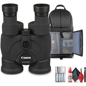 Canon 12x36 is III Image Stabilized Binoculars (9526B002) + Sling Backpack + AA Rechargeable Batteries + Cleaning Kit (Renewed)