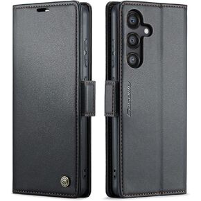 QLTYPRI Wallet Case for Samsung Galaxy A16 4G/5G, Premium PU Leather Magnetic Flip Folio Case with RFID Blocking Credit Card Slots Kickstand Shockproof Protective Phone Case Cover - Black