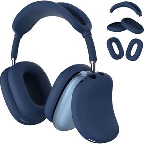 Silicone Case Cover for AirPods Max Headphones, Anti-Scratch Ear Pad/Ear Cups/Headband Cover for AirPods Max, Soft Sweat-Proof Silicone Protector Accessories for Apple AirPods Max (Navy Blue)
