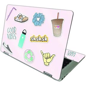 MightySkins Glossy Glitter Skin Compatible with HP Chromebook x360 14 (2021) - VSCO Girl | Protective, Durable High-Gloss Glitter Finish | Easy to Apply, Remove, and Change Styles | Made in The USA