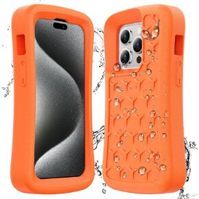 SPIDERCASE Floating Phone Case for iPhone 15/15 Pro/14/14 Pro/13/13 Pro/12/12 Pro [20FT Military Dropproof] with Waterproof Dry Bags and Lanyard EVA Foam iPhone Floating Case 6.1", Orange