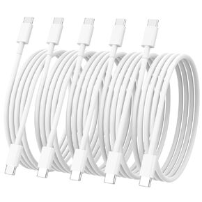 iPhone 15 Charger 5Pack (6/6/6/6/6 ft) USB C to USB C Cable(60W/3A) USB C Charger Cable Fast Charging for iPhone 15 Pro/Plus/Pro Max,iPad Mini 6/ Pro 2021,MacBook Pro,Samsung Galaxy S23 and More