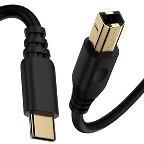 Printer Cable to USB C 6ft, USB 2.0 Printer Cable USB B to USB C Cable, High Speed Scanner Printer Cord for DJ Controller, Piano, MacBook Pro Air, iPad Pro, HP Canon Printers, Lexmark, Brother, Xerox