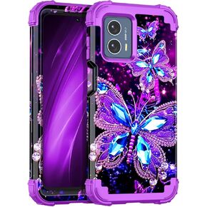 Miqala for Moto G Play 5G 2024 Case,Glow in The Dark Three Layer Heavy Duty Shockproof Full Body Protection Hard Plastic Bumper+Soft Silicone Case for Motorala G Play 2024 5G,Dark