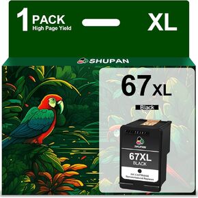 67XL Black High-Yield Ink Cartridge Replacement for HP Ink 67 67 XL Works with Envy 6055 6052 6058 6075 Envy Pro 6455e 6455 6458 6452 DeskJet 1255 2732 2752 2755e 4140 4155 (1 Black)