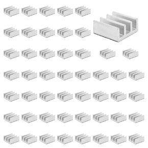 50 PCS Mini Small Heatsink Kit with Thermal Conductive Adhesive Tape Cooler Heat Sink for Cooling MOSFET VRam Regulators (11x11x5mm)