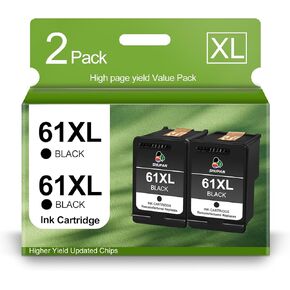 61XL Black Ink Cartridge Replacement for HP 61 61 XL Ink Work with HP Envy 4500 4502 5530 5535 5534 Officejet 4630 4635 Deskjet 1000 1010 1510 Printer Remanufactured (2 Black)