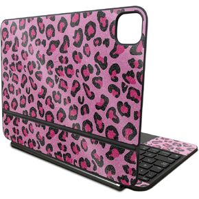 Glossy Glitter Skin Compatible with Apple Magic Keyboard for iPad Pro 11‑inch (M4) 2024 - Pink Leopard - Premium 3M Vinyl Protective Decal Cover - Easy to Apply | Crafted in The USA by MightySkins