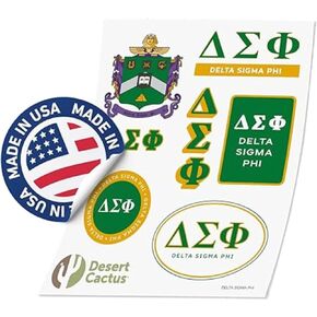 Desert Cactus Delta Sigma Phi Sticker Sheet Decal Laptop Water Bottle Car Delta Sig (Full Sheet - Standard)