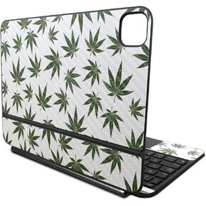 Carbon Fiber Skin Compatible with Apple Magic Keyboard for iPad Pro 11‑inch (M4) 2024 - Pot Leaves Green - Premium 3M Vinyl Protective Decal Cover - Easy to Apply | Crafted in The USA by MightySkins