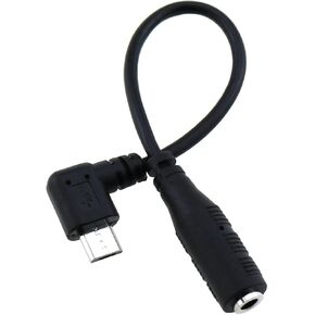 Audio Adapter Cable Black Micro USB to 3.5 Female Audio Elbow Adapter Cable for Headphone Microphone Smartphone and Camera