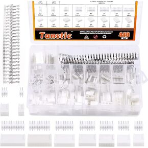 Tanstic 440Pcs 2.54mm KF2510 Connector Kit Including 140Pcs 2.0mm Pitch 2/3/4/5/6/7/8/9/10 Pin Female and Male Housing Connector Adapter Plug and 300Pcs 2.0mm Pin Headers Terminals