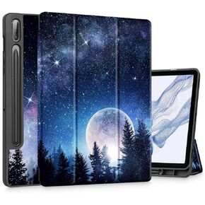 Tuiklol Case for Samsung Galaxy Tab S9 FE (5G) 10.9 inch & Tab S9 11 Inch 2023 Release Built-on S-Pen Holder, Slim Hard Shell Case Smart Trifold Stand Cover Auto Wake/Sleep,Moonlight