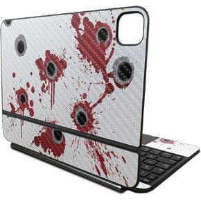 Carbon Fiber Skin Compatible with Apple Magic Keyboard for iPad Pro 11‑inch (M4) 2024 - Bullet Holes - Premium 3M Vinyl Protective Wrap Decal Cover - Easy to Apply | Crafted in The USA by MightySkins