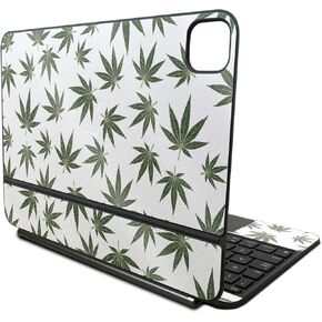 Glossy Glitter Skin Compatible With Apple Magic Keyboard for iPad Pro 11‑inch (M4) 2024 - Pot Leaves Green - Premium 3M Vinyl Protective Decal Cover - Easy To Apply | Crafted in the USA by MightySkins