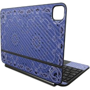 Carbon Fiber Skin Compatible with Apple Magic Keyboard for iPad Pro 11‑inch (M4) 2024 - Blue Bandana - Premium 3M Vinyl Protective Wrap Decal Cover - Easy to Apply | Crafted in The USA by MightySkins