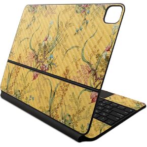 Carbon Fiber Skin Compatible with Apple Magic Keyboard for iPad Air 13-inch (M2) 2024 - Yellow Marble End - Premium 3M Vinyl Protective Decal Cover - Easy to Apply | Crafted in The USA by MightySkins