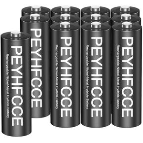 600mAh Rechargeable AA Batteries, 1.2V Solar AA Battery NiMH High Capacity for Outdoor Solar Lights and Household Devices, Pre-Charged 12 Packs