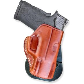 Premium Leather OWB Paddle Holster Open Top, Fits Smith & Wesson M&P Shield EZ 380/9mm 3.675" BBL, Right Hand Draw, Brown Color #1507#