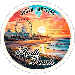Myrtle Beach South Carolina Sticker Weatherproof Decal Vinyl Small Waterproof for Water Bottle, Mug, Passport, Scrapbook, Laptop, Tumbler, Skateboard, Phone, Funny Gift