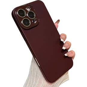 Caseative for iPhone 16 Pro Case,Solid Color Full Camera Lens Protection Compatible with iPhone Case (Wine Red,iPhone 16 Pro)