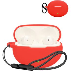 for OnePlus Buds Pro 3 Case Cover, Wireless Earphone Silicone Protective Cover(with Carabiner + Lanyard) Drop-Proof, Scratch-Proof, Shock-Proof, Reserved Charging Port, dust-Proof(Red)