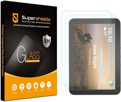 SuperShieldz (حزمة 2) مصممة لـ Echo Show 8 (الجيل الأول ، الإصدار 2019) واقي شاشة زجاجي مقسّر ، مضاد للخدش ، خالية من الفقاعة in Saudi Arabia