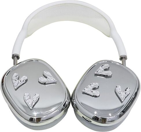 غطاء الحالة لـ AirPods Max ، TPU Cute Cond Cool Soft ، وغطاء Earcup القلوب المكعبات الفضية لـ Apple Airpods Max للنساء الغطاء الوقائي (قلوب التجاعيد ، والفضة) in Kuwait