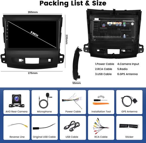 سيارات راديو للسيارات من أجل Mitsubishi Outlander 2008 2009 2010 2011 2012 2014 2015 ، Carplay Android Auto ، Android 13 System ، 2+64GB ، in Kuwait