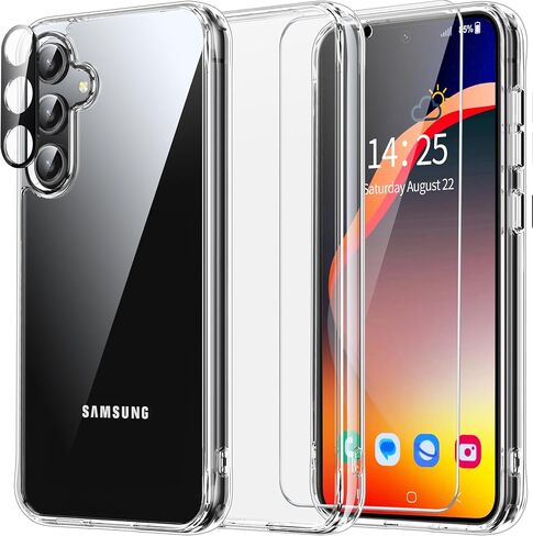 for Samsung Galaxy S23 FE Case Clear, with Screen Protector&Camera Lens Protector, [Anti-Yellowing] [Shockproof] Slim Protective Phone Case Cover for Galaxy S23 FE 5G 2023, (HD Clear) in Saudi Arabia
