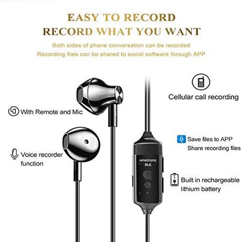 Cell Phone Call Recorder Earphone for iPhone Cellular Calls Skype Facebook Messenger Whatsapp Voice Call Recording (with Connector) in Kuwait