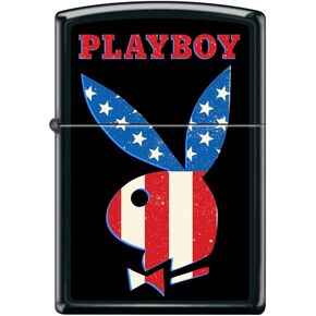 Zippo Lighter -for Playboy Rabbit Head Design Bunny Pink Windproof Lighter (Playboy Rabbit Head USA Flag Z5558)