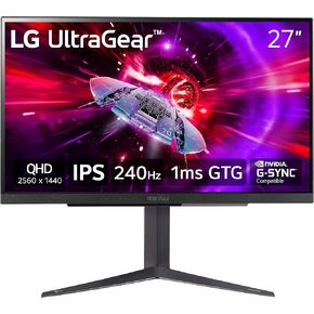 LG 27"" Ultragear QHD (2560x1440) Gaming Monitor, 240Hz, 1ms, VESA DisplayHDR 400, Black (Renewed)