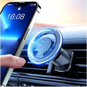 Mag-Safe Car Mount for iPhone 14, Black, 360 Rotation Magnetic Phone Holder with Super Strong Magnets, Easy One-Hand Operation