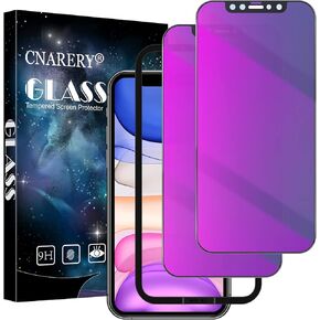 2 Pack Purple Privacy Screen Protector for iPhone 11/iPhone XR- 6.1 inch, Anti-Spy Tempered Glass, Easy Installation Kit, Case Friendly, Anti Peeping