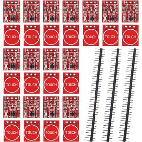30PCS TTP223 Touch Switch Button Sensor 2.5-5.5V Self Lock Button Switch Module with 3PCS 40 Pin 2.54mm Header for Arduino for Raspberry Pi