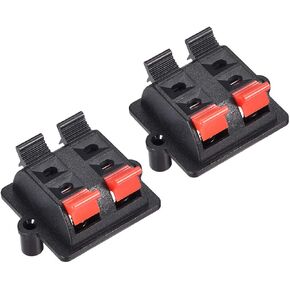 uxcell 4 Ways Spring Speaker Terminal Clip Push Release Connector Audio Cable Terminals Strip Block Black Red WP4-03 2Pcs