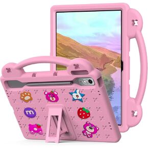 ل Tab Lenovo P12 12.7 بوصة Case 2023 (TB370FU) ، Kids Eva الحامل مقبض غطاء واقية ل Lenovo P12 Case ، Pink