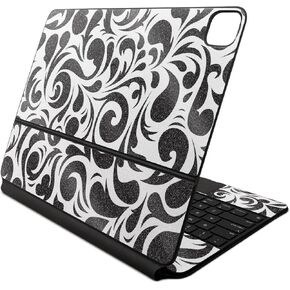 Glossy Glitter Skin Compatible with Apple Magic Keyboard for iPad Air 13-inch (M2) 2024 - Swirly Black - Premium 3M Vinyl Protective Decal Cover - Easy to Apply | Crafted in The USA by MightySkins