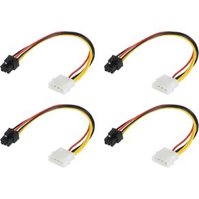 MECCANIXITY 4 Pin to 6 Pin Male PCI Express Cable PCIE Graphics Card Power Converter Adapter Cables Connector 220mm/8.7" for Video Card, Pack of 2